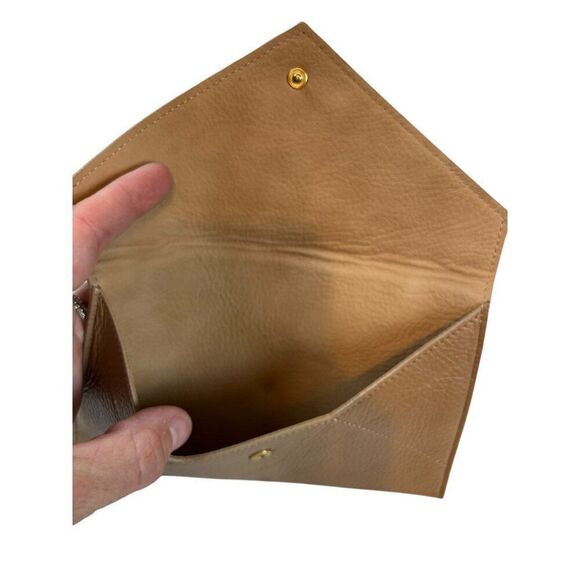 Tan Faux Leather Envelope Clutch Wallet With Snap Closure - Picture 4 of 8